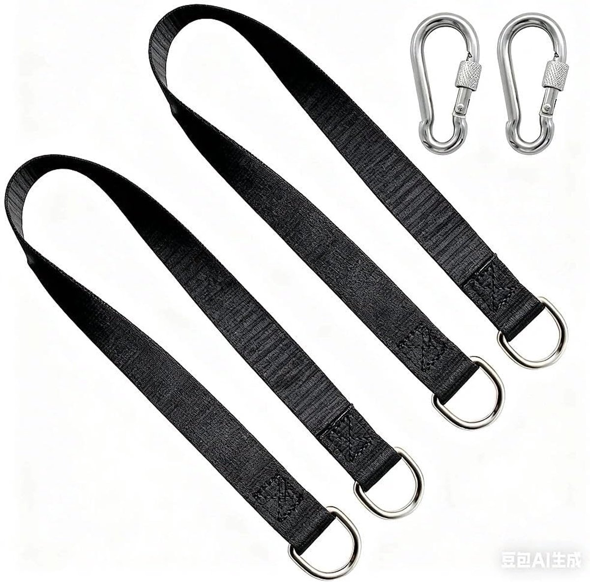 SnelShoppen - 2 Stuks Swing Attachment Set voor Boom, Swing Bevestiging, 55 cm Hangend, Tot 400 kg, Inclusief 2 Carabiner Haken voor Tuin, Hammock, Sc
