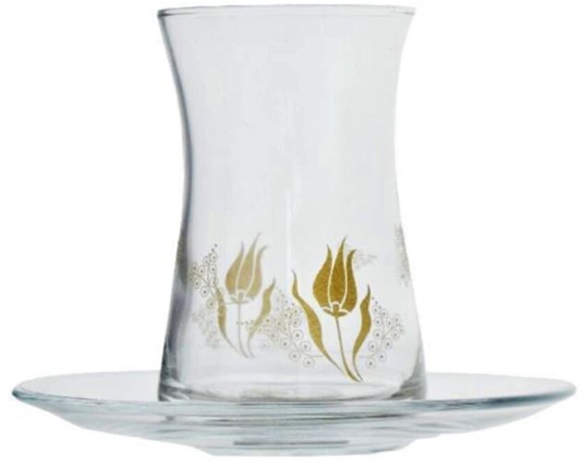 Pasabahce Lalezar – Theeglazen Met Onderzetter – Set van 6