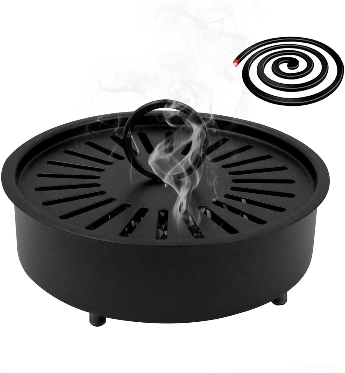 SnelShoppen - Mosquito Incense Holder - Metaal Spiral Incense Burner met Deksel & Handvat - Veilig voor Binnen en Buiten, Tuin, Camping, Slaapkamer, V