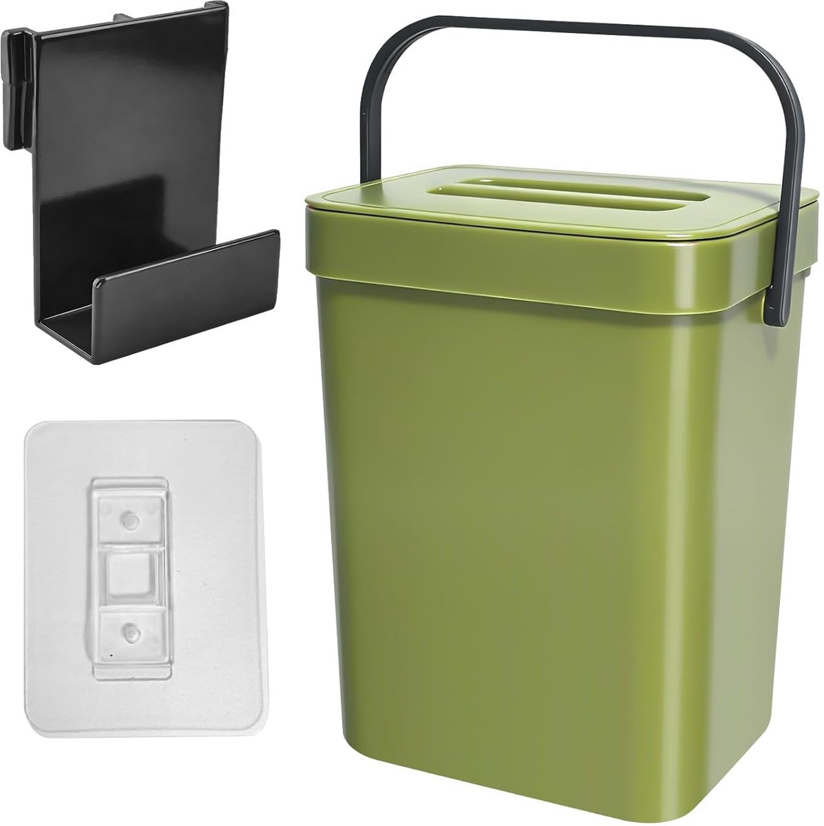 SnelShoppen - Hangende Afvalbak 5L met Deksel, Hygiënisch en Makkelijk Schoon te Maken, Duurzaam Materiaal, Universeel voor Keuken, Auto, Badkamer, Ka
