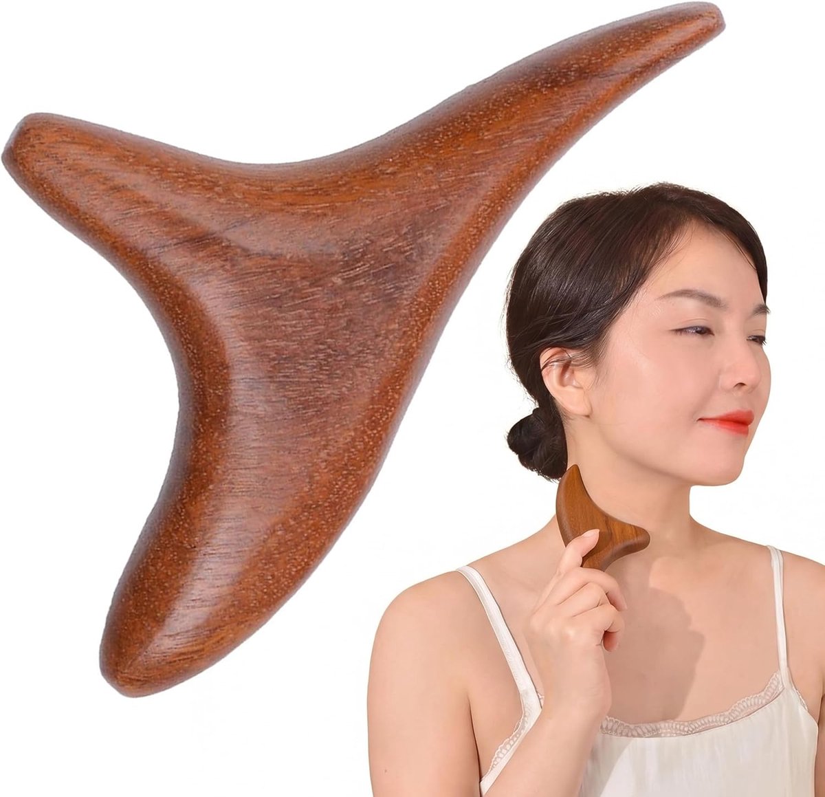 SnelShoppen - Sandelhout Driehoek Massagegereedschap, Guasha & Trigger Point Massager, Handheld Houten Massageapparaat voor Rug, Nek, Schouders, Hande