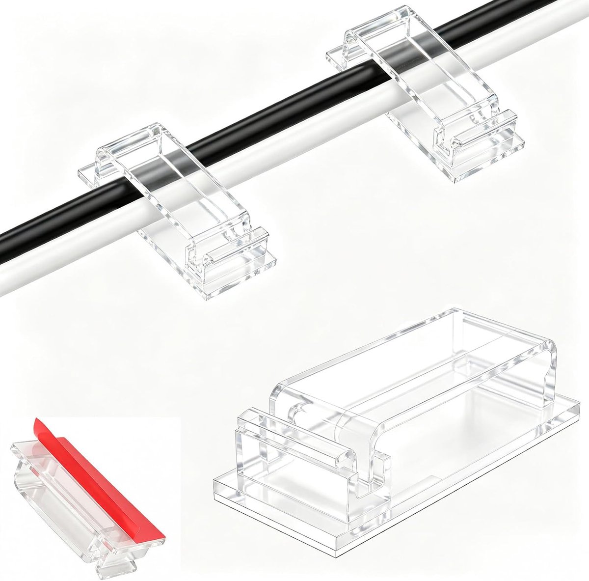 SnelShoppen - Transparante Zelfklevende Kabelhouders 100 Stuks - Mini Klemmen voor Lichtketting - Duurzaam PA66 Nylon - Ideaal voor Binnen en Buiten -