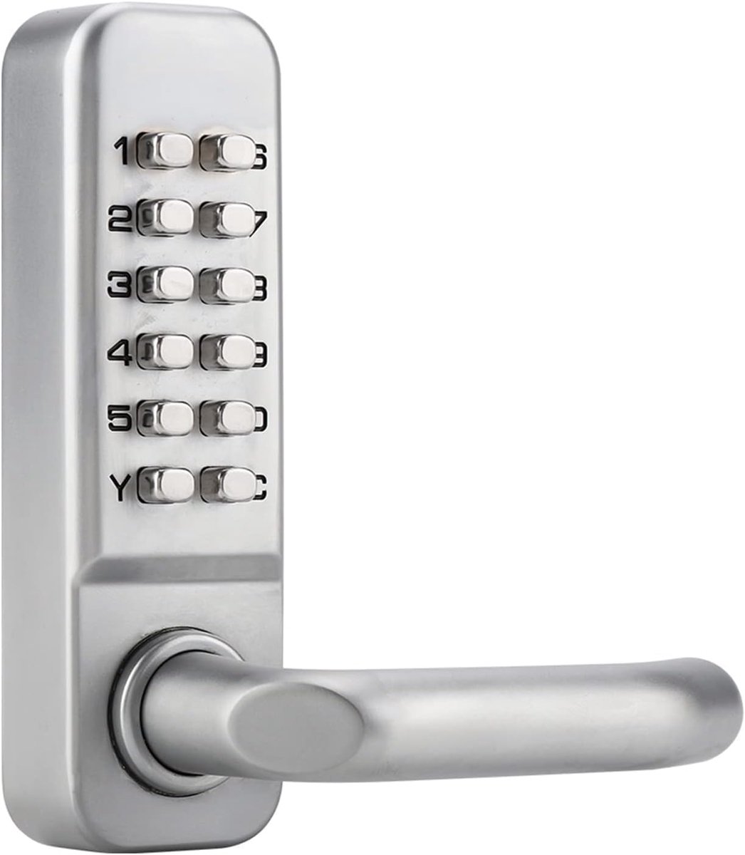 SnelShoppen - Wakects Code Lock - Waterdichte Deurslot zonder Sleutel, Mechanisch, Digicode, Zinklegering, 1-11 Cijfer Combinatie voor 30-60 mm Dikke