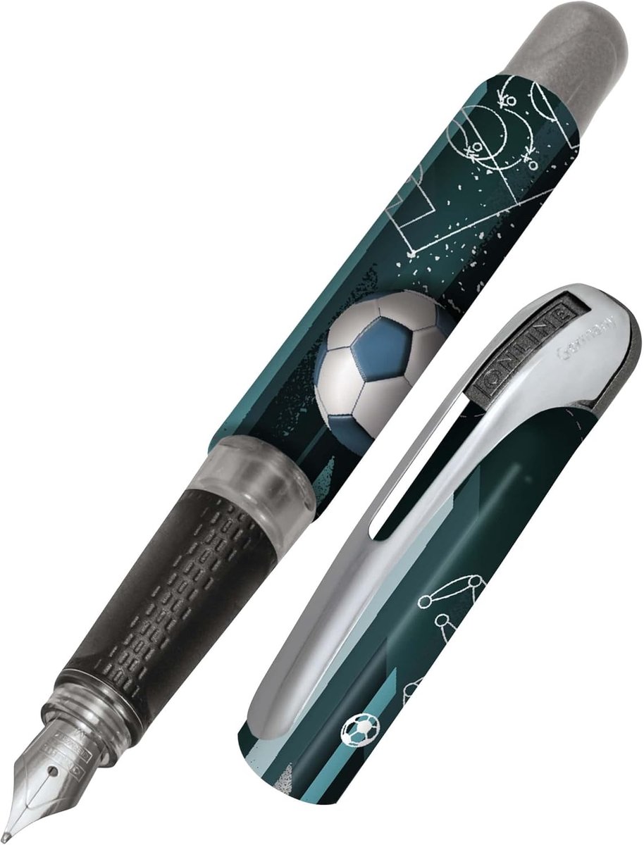 SnelShoppen - Online Vulpen College Football - Ergonomisch, Hoogwaardige Iridium Veer, Medium Punt, Inktpatronen, Blauw Design voor Studenten, Rechts-