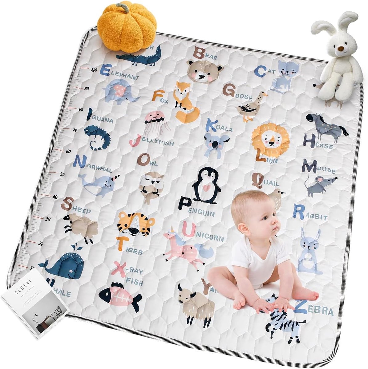 SnelShoppen - Baby Rug 127x127 cm - Zachte Speelmat voor Kinderen - Padded, Vouwbaar en Wasbaar - Perfect voor Binnen en Buiten - Kleurrijke Dieren en