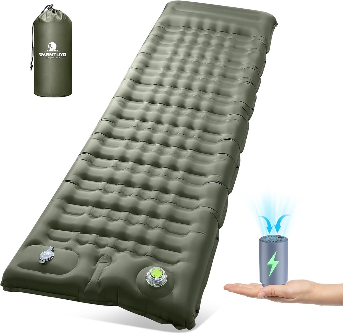 SnelShoppen - Ultralight Campingmat met Elektrische Pomp en Kussen, Opblaasbare Slaapmat, Compact en Gemakkelijk Vouwbaar, Ideaal voor Kamperen, Hiken
