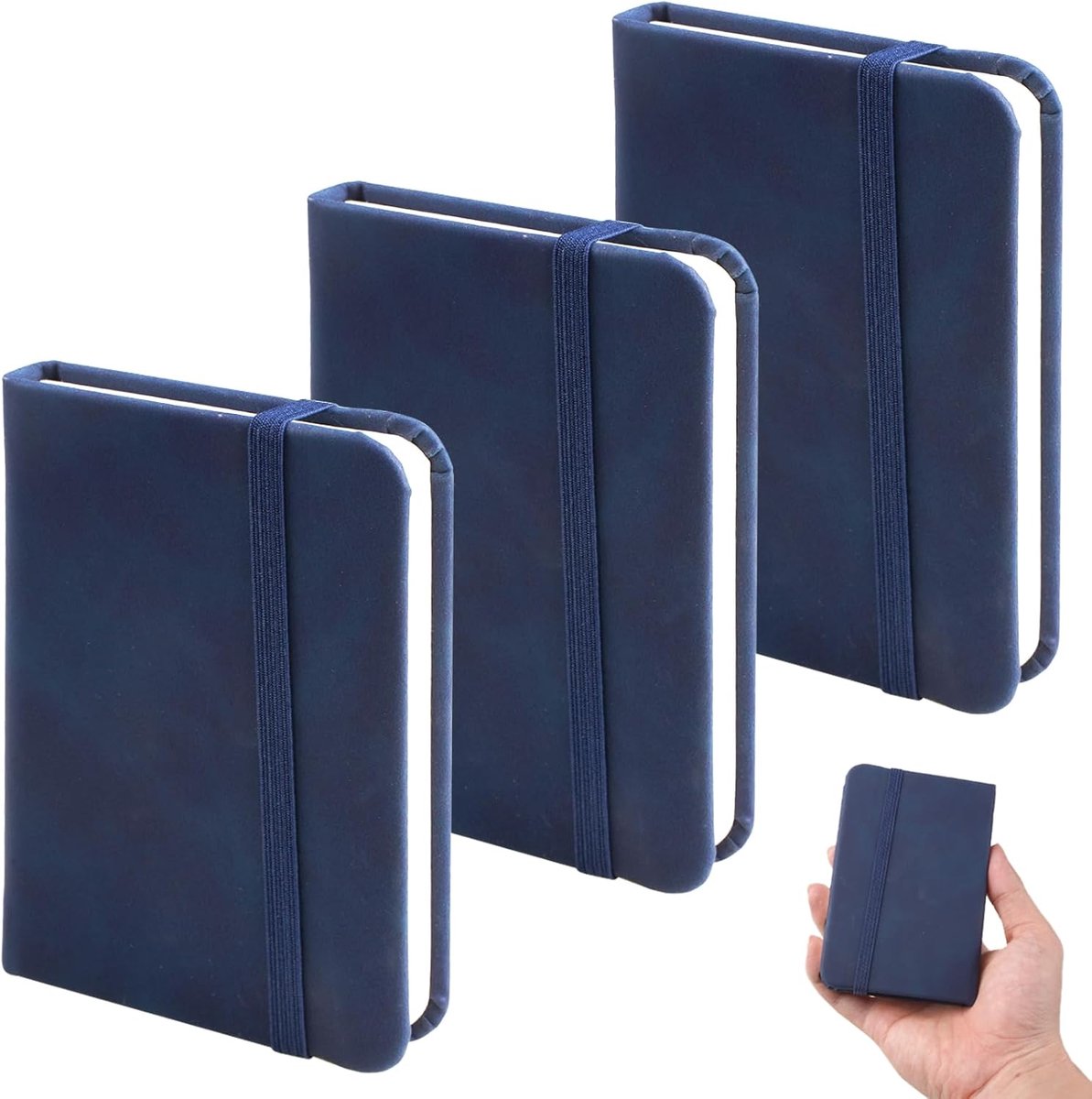 SnelShoppen - 3 Piezas A7 Pocket Notitieboekjes - Mini Cuaderno de Notas van Waterdicht Kunstleer met Elastische Sluiting - Ideaal voor Kantoor, Schoo