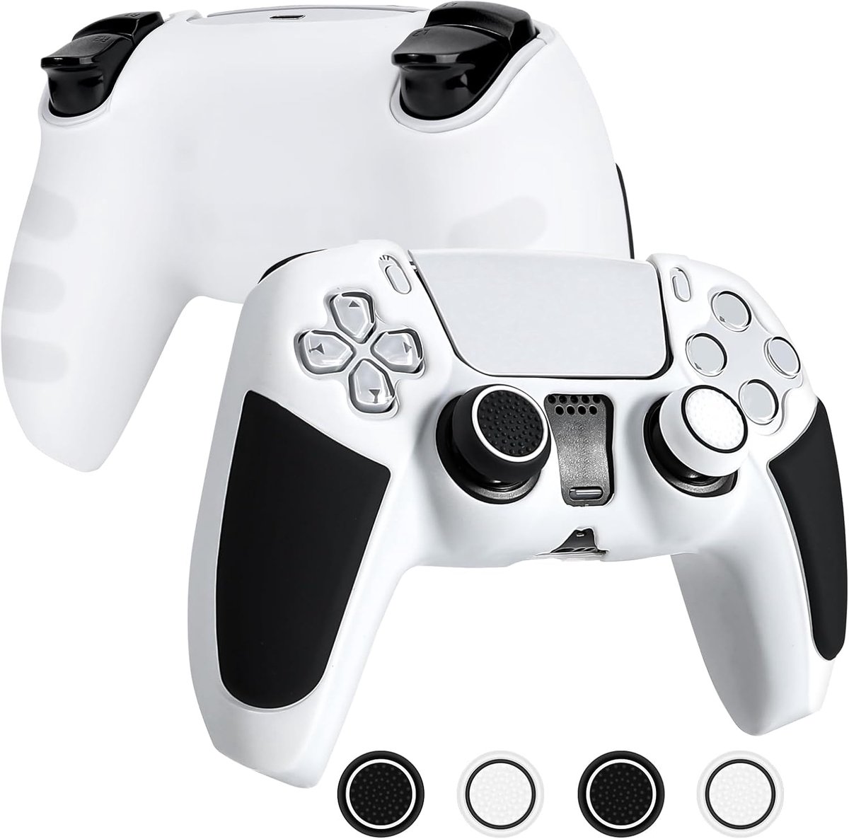 Thijox - DLseego Beschermhoes voor PS5 Controller - Siliconen Beschermer Grip Case - Antislip Zachte Controller Skin met 4 Duim Grip Caps - Wit - Ergo