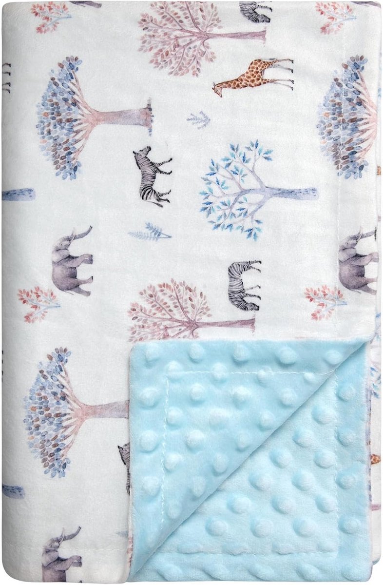 SnelShoppen - Kinderdeken 100 x 75 cm met Dotted Achterkant, Unisex Geschenk voor Pasgeborenen, Geschikt voor Kinderwagen, Autostoel en Ledikant