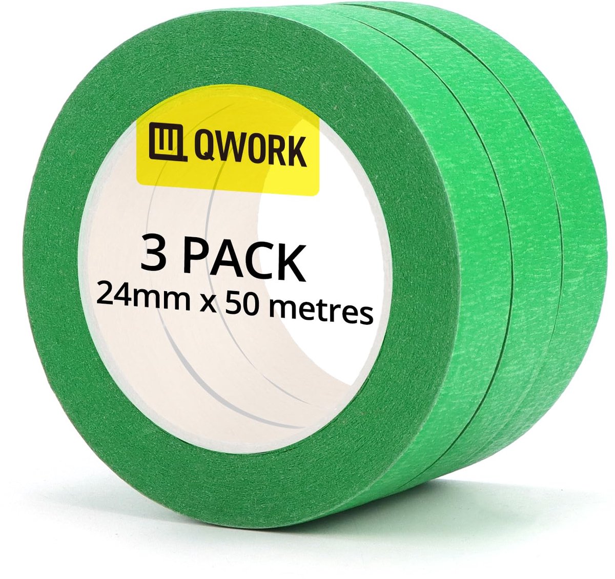 SnelShoppen - Pack van 3 Groene Verf Tape 24 mm x 50 m - Residuvrije Maskingtape voor Schilderen, Renovaties en Afplakken