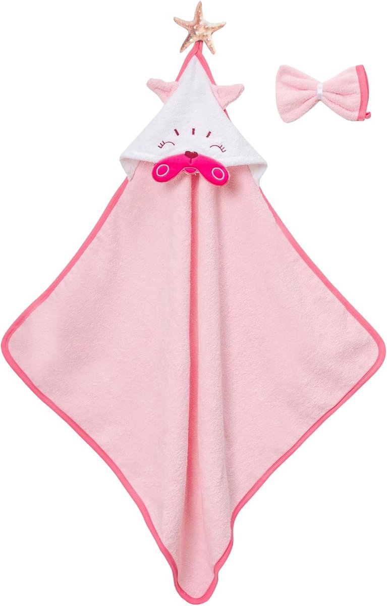 SnelShoppen - Schattige Kat Motief Baby Badhanddoek met Kap - 100% Katoen, Zacht, Ademend, Absorberend - Ideaal voor Pasgeborenen en Peuters