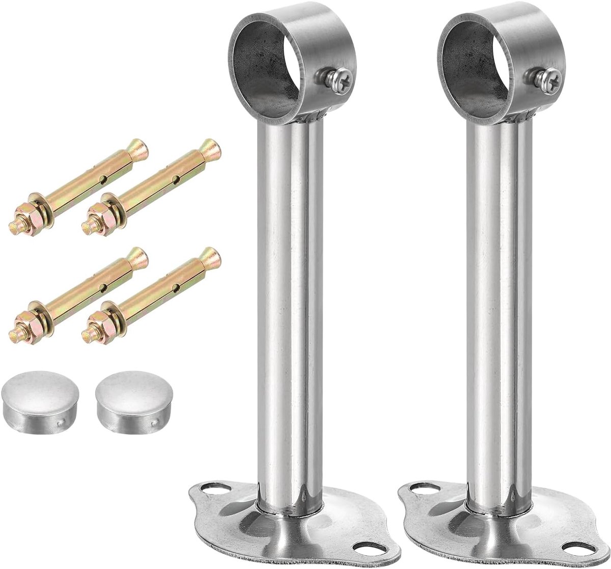 SnelShoppen - 2 Stuks Plafond Gordijnroedes 25mm, RVS Gordijnhaak voor Wand, Kasten, 150mm Lengte, Zilver, Duurzaam en Stijlvol