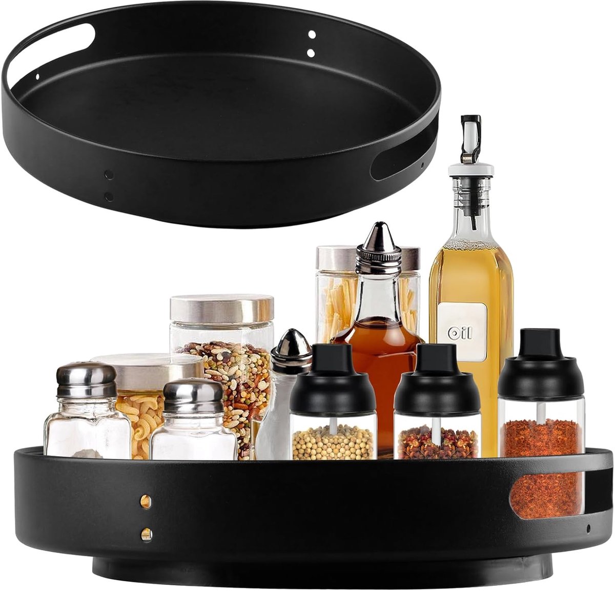 SnelShoppen - Lazy Susan 30 cm Draaitafel, 360 Graden Draaiende Organiser, Keuken, Koelkast, Carbon Staal, Kruidenplank, Badkamer, Eetkamer