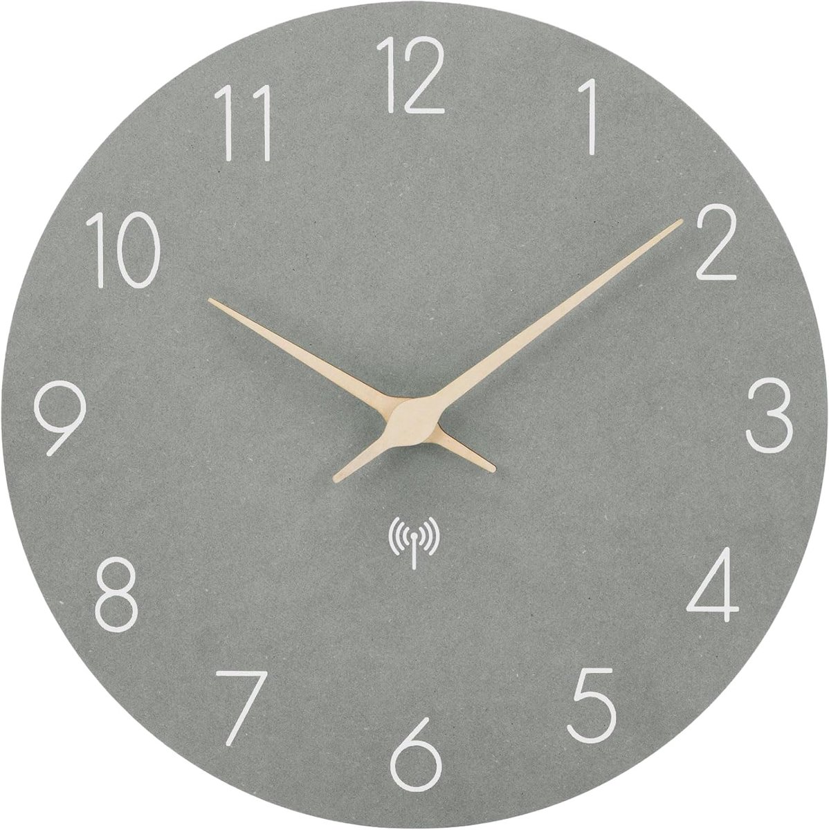 SnelShoppen - 30 cm Wandklok, Radiogestuurde Klok, MDF Hout, Stil, Batterij-Aangedreven, Quartz, Grote Makkelijk Afleesbare Wandklok voor Huiskamer, K