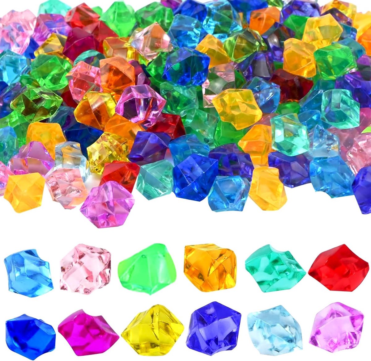 SnelShoppen - 200 Stuks Acryl Diamanten Edelstenen - Shiny, Transparante Nepparels voor Kinderfeestjes, Aquarium Decoratie, Piratenjuwelen, Versiering