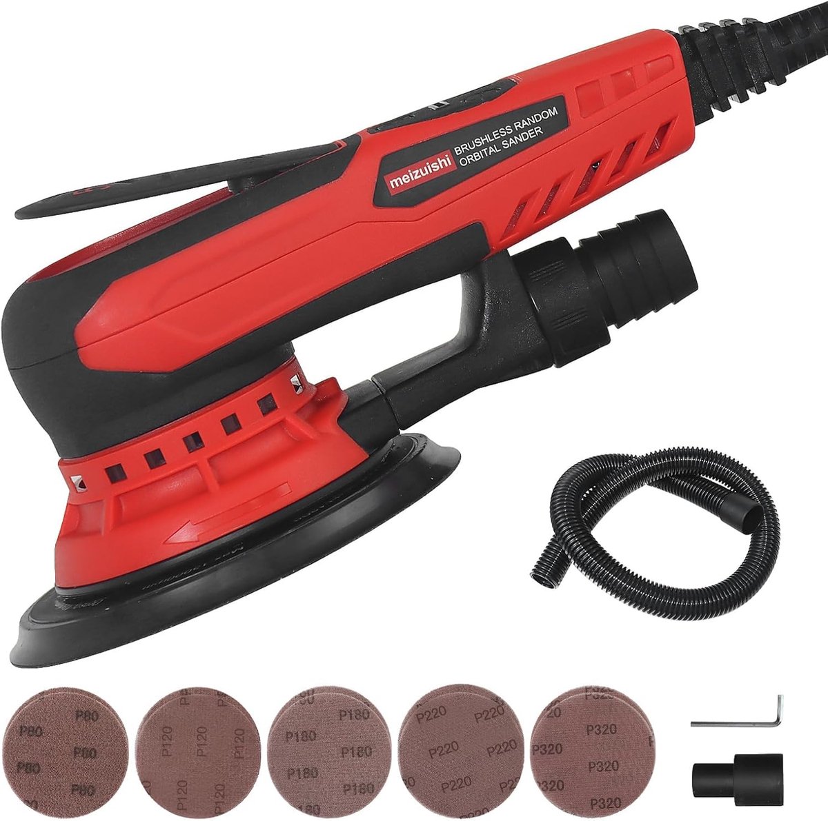 SnelShoppen - Orbital Eccentric Sander 350W met 150mm schijf, 5mm orbitale beweging, 6 snelheden (4000-10000RPM) en 10 schuurvellen - Lage trillingen