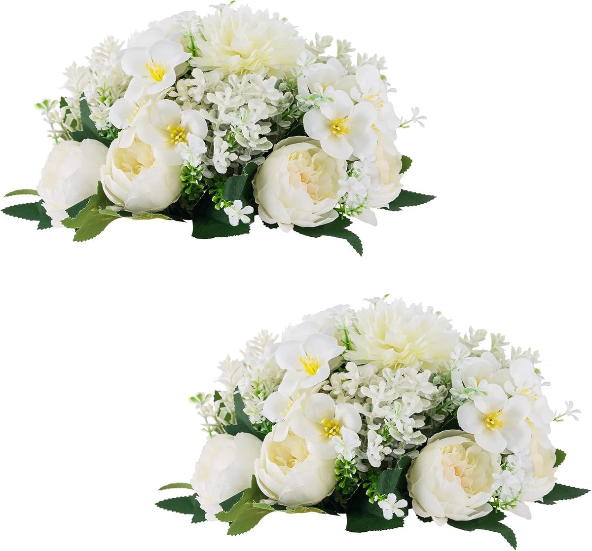 SnelShoppen - Wedding Flowers for Centerpieces - 2 Stuks Witte Nepbloemen, Kleine Pioenrozen Bollen, Kunstbloemen voor Feest, Bruiloft, Verjaardag, De
