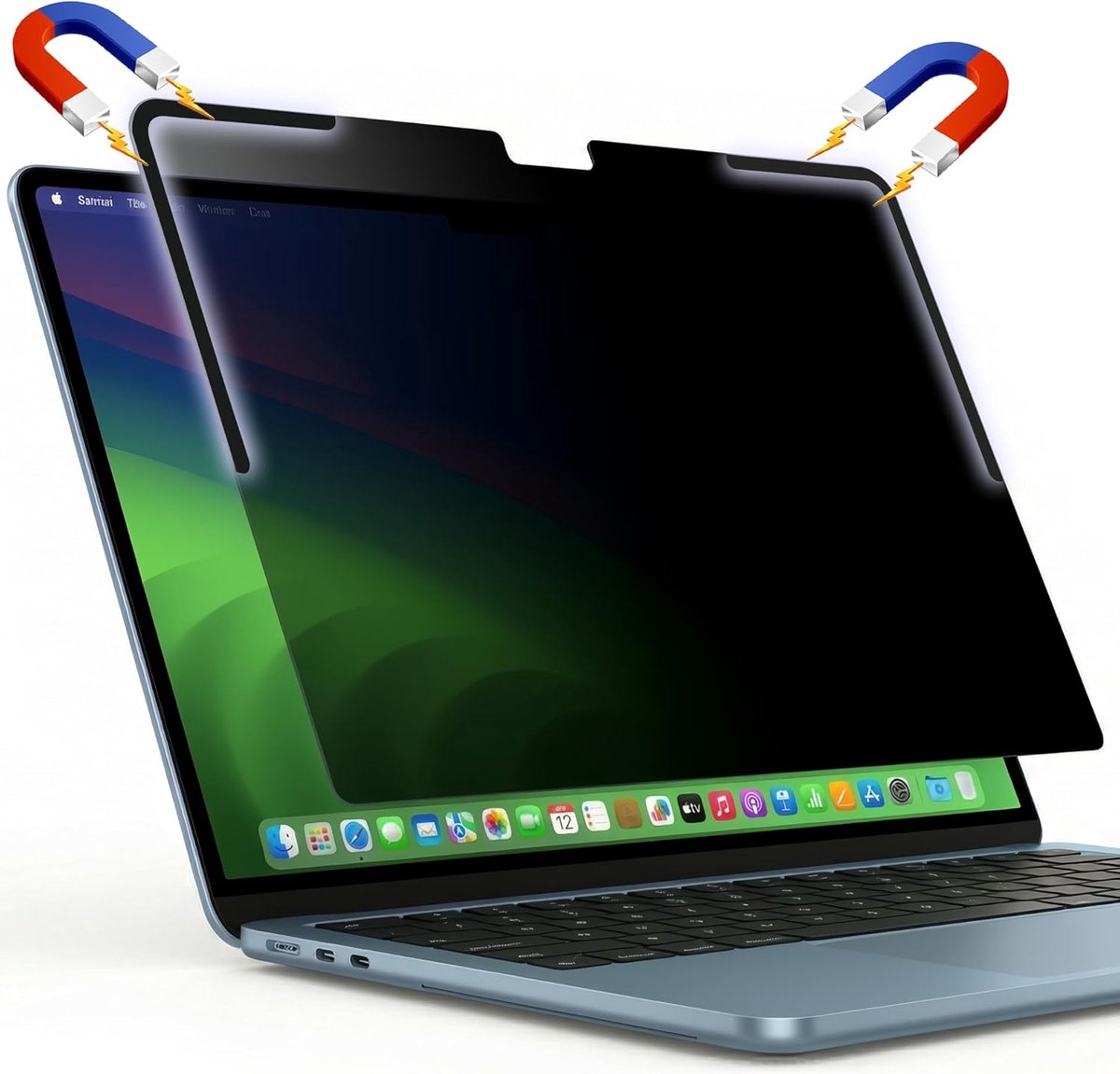 SnelShoppen - Verwijderbare Magnetische Privacyschermfilter voor MacBook Air 13,6 inch (M2/M3/M4, 2022-2025), Anti-Verblinding, Blauw Licht Blokkeren,