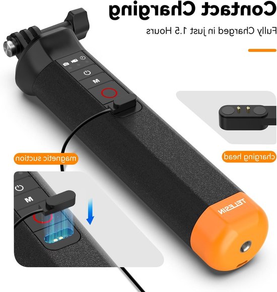 Drijvende Selfie Stick met Handgreep en Waterdichte Bluetooth Afstandsbediening voor Actiecamera's zoals GoPro Hero 13, 12, 11, 10, 9 en 8 — afbeelding 3