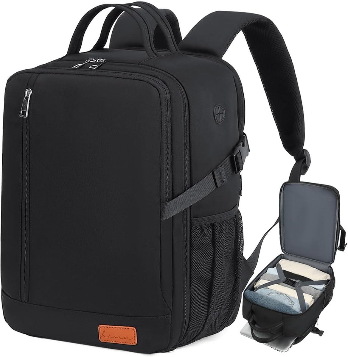 SnelShoppen - Backpack 40 x 30 x 20 cm - Reisrugzak voor Handbagage - Antifraudetas met Waterfleshouder - Geschikt voor Ryanair, Easyjet, Wizz Air, Vu