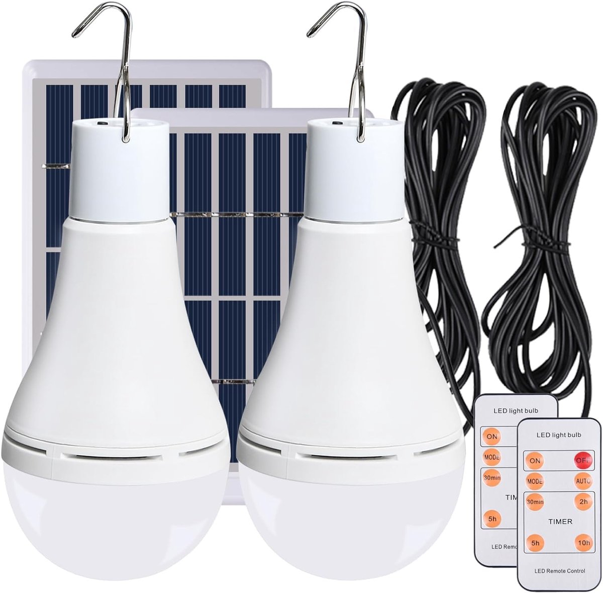 SnelShoppen - Solar LED Lampen met Afstandsbediening - 2 Stuks Dusk Sensor, Oplaadbare Verlichting voor Buiten en Binnen, 4 Modus, Draagbare Hanglampe