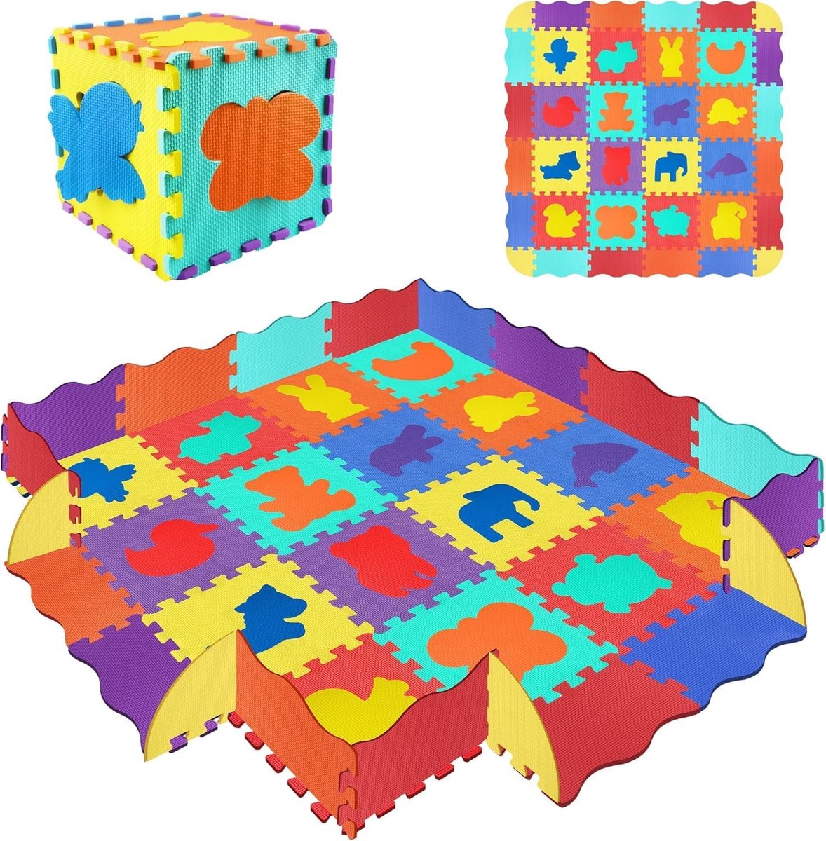 SnelShoppen - Puzzelmat voor Baby's 145 x 145 cm, 36-delige EVA-schuim, BPA-vrij, Antislip, Waterdicht, Ideaal voor Kruipen en Spelen Binnen en Buiten