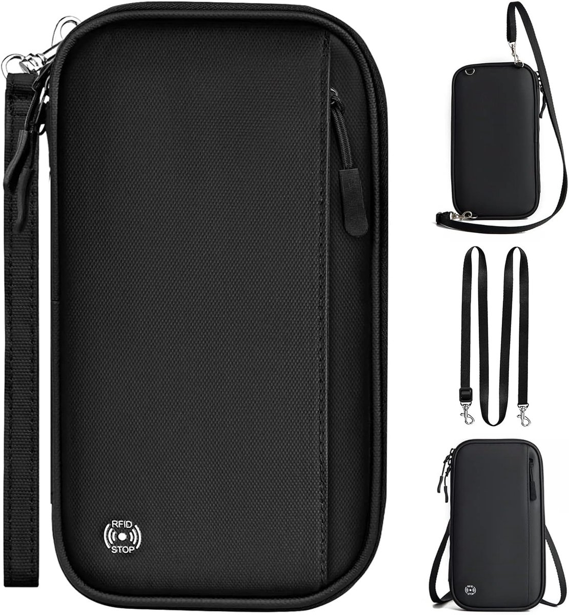 SnelShoppen - Passport Bag voor Gezinnen, RFID Beschermende Paspoorthouder, Draagbare Reisorganizer voor Creditcards, Reisdocumenten en ID Kaarten (Zw