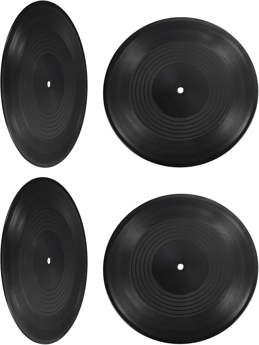 SnelShoppen - PATIKIL Fake Vinyl Records Set van 2 - 30cm Decoratieve Platen voor Aesthetic Interieur, Party en DIY Decoratie - Zwart, Waterdicht en H