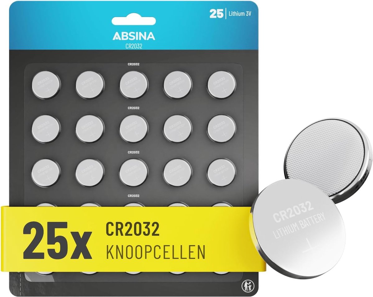 SnelShoppen - CR2032 3V Knopcell Batterijen - 25-Pack Lithium Batterijen, Lekvrij & Lange Houdbaarheid voor Auto Sleutels, Alarm Systemen, Afstandsbed