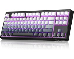 SnelShoppen - Draadloos Gaming Toetsenbord M87V2, Tri-Mode Bluetooth/2.4G/Wired, Stil en Soepel, 4000mAh, Zijkant Geprinte Toetsen, QWERTY US, Anti-Gh