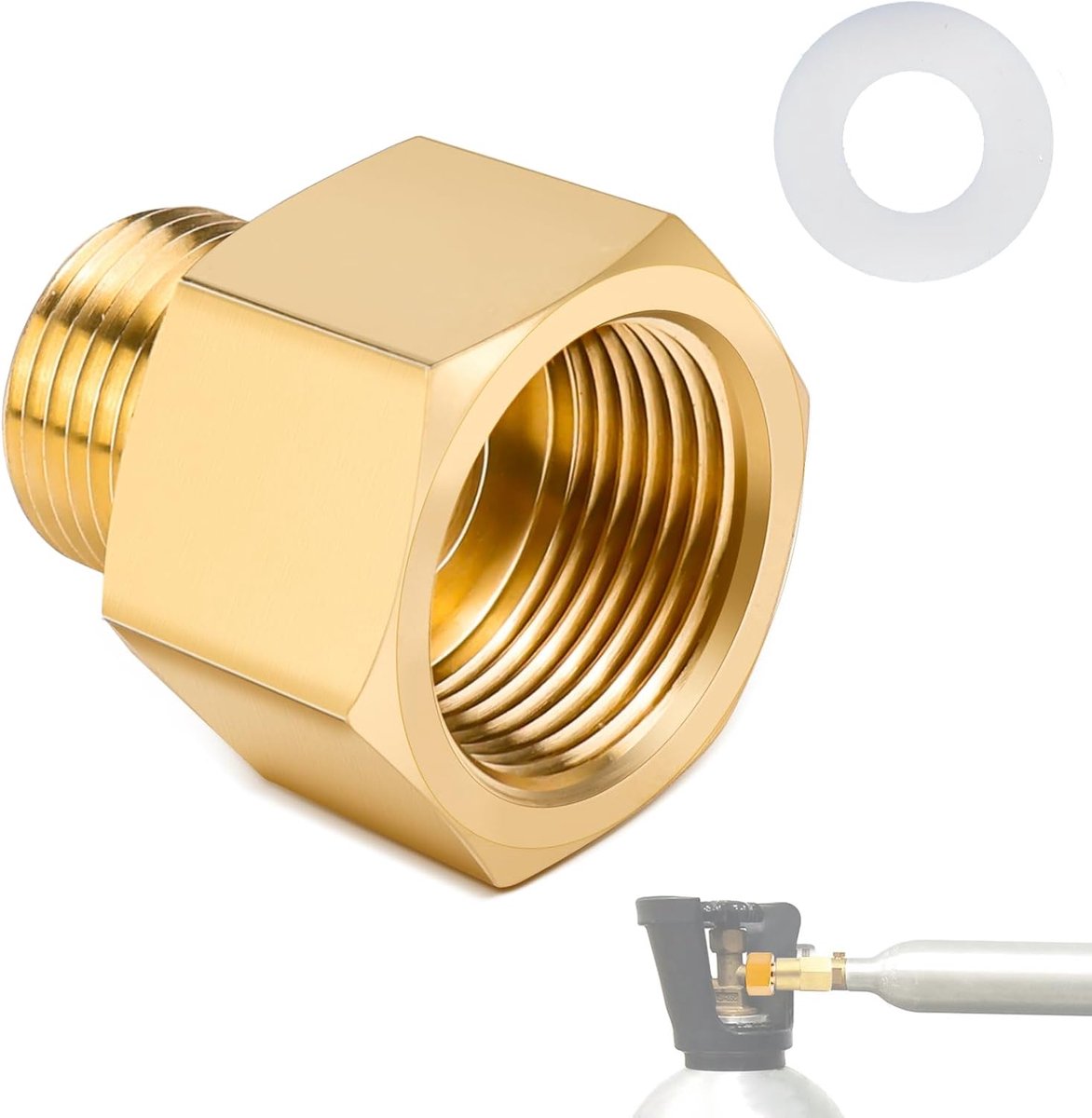 SnelShoppen - Soda Cylinder CO2 Adapter G3/4 naar W21.8 - Brass Conversiekop voor Quooker Cube Tank - 1 Stuk - Duurzaam en Eenvoudig te Installeren