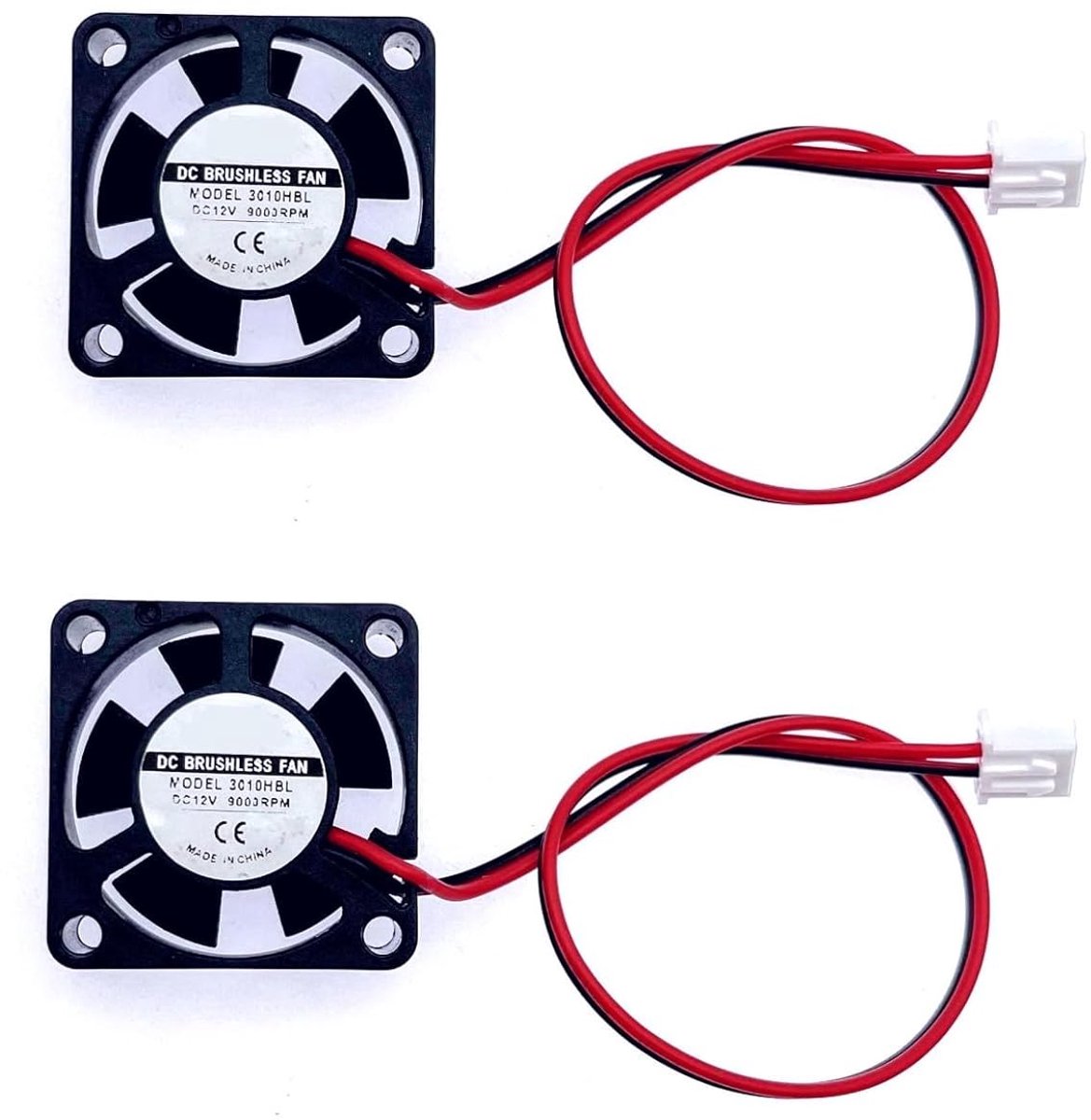 SnelShoppen - 2 Stuks Mini DC 12V Ventilator 30mm, Stille Koelventilator 3010 met Kabels, Brushless Mini Fan voor 3D Printer, Afmetingen 30x30x10mm