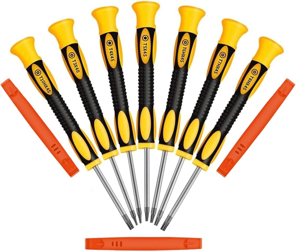 SnelShoppen - Torx Schroevendraaierset T3 T4 T5 T6 T7 T8 T10 - Precisie Schroevendraaiers met Magnetische Punt voor Mobiele Telefoons, Computers, PS G