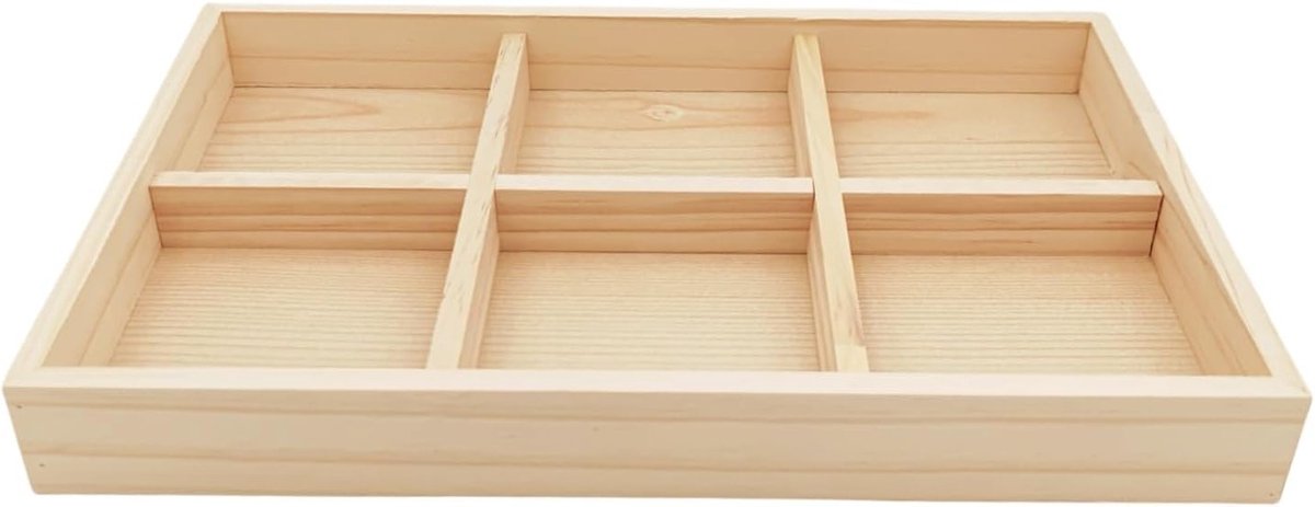Houten Opbergdoos met 6 Compartimenten voor Sokken en Ondergoed, Organiseer je Bureau met deze Multifunctionele Opslagoplossing voor Thuis en Kantoor