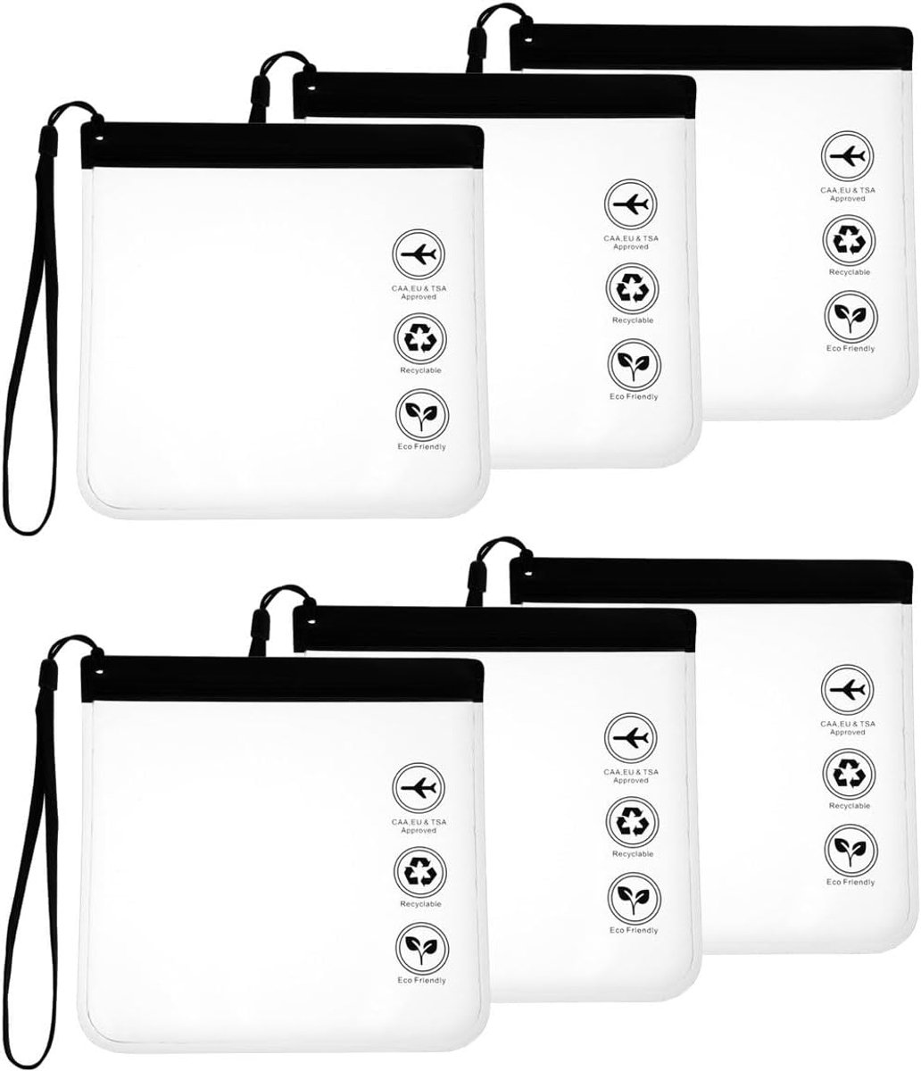 SnelShoppen - 6 Packs 20x20cm Transparante Vloeistofzakken - Handbagage Toilettas Waterdicht Makeup Tas - Lekvrije Resealable Slips - Reisaccessoires