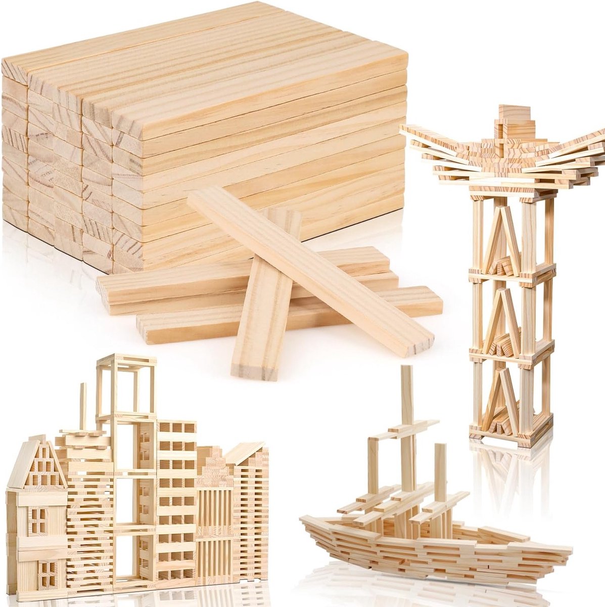 Houten Blokken voor Creatieve Projecten, 50 Stuks, Ideaal voor DIY Knutselmaterialen en Schoolactiviteiten, 160 x 22 x 8 mm