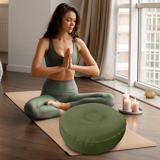 Meditatiekussen - Opblaasbaar Yoga Balanskussen voor Ontspanning - Antislip Ontwerp, Draagbare Luchtgevulde Steun, Houdingsverbetering - 42x15cm - Voor Mannen Vrouwen Volwassenen Binnen Buiten - groen — afbeelding 2