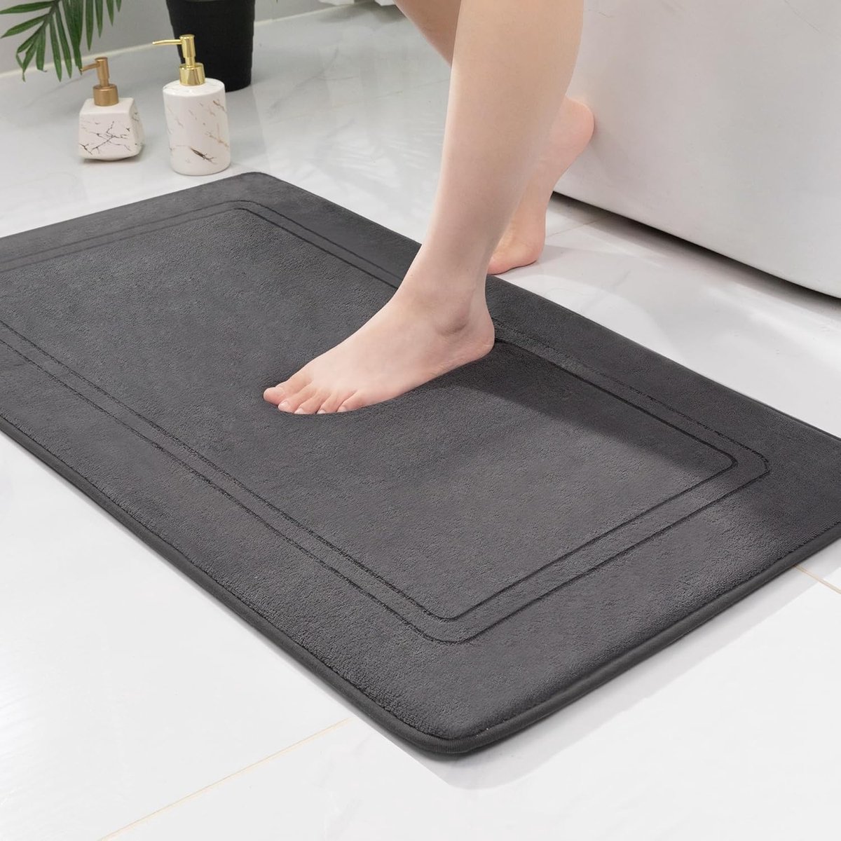 SnelShoppen - Donkergrijze Badmat 60x90cm - Antislip, Absorberend, Zacht - Badkamer, Douche, Voetmat - Set van 3 Stuks, Ideaal voor Badkamer, Woonkame