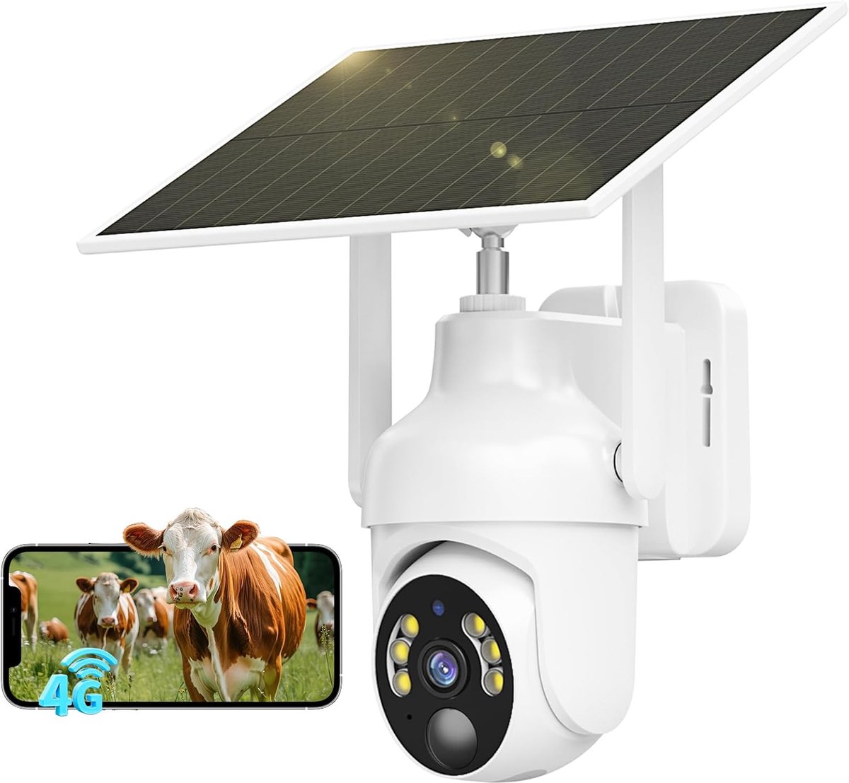 SnelShoppen - 4G LTE Buiten Beveiligingscamera met SIM Kaart, Solar IP Camera Zonder WiFi, PIR Detectie, 2K Resolutie, Aangepaste Alarmzones, Kleurrij