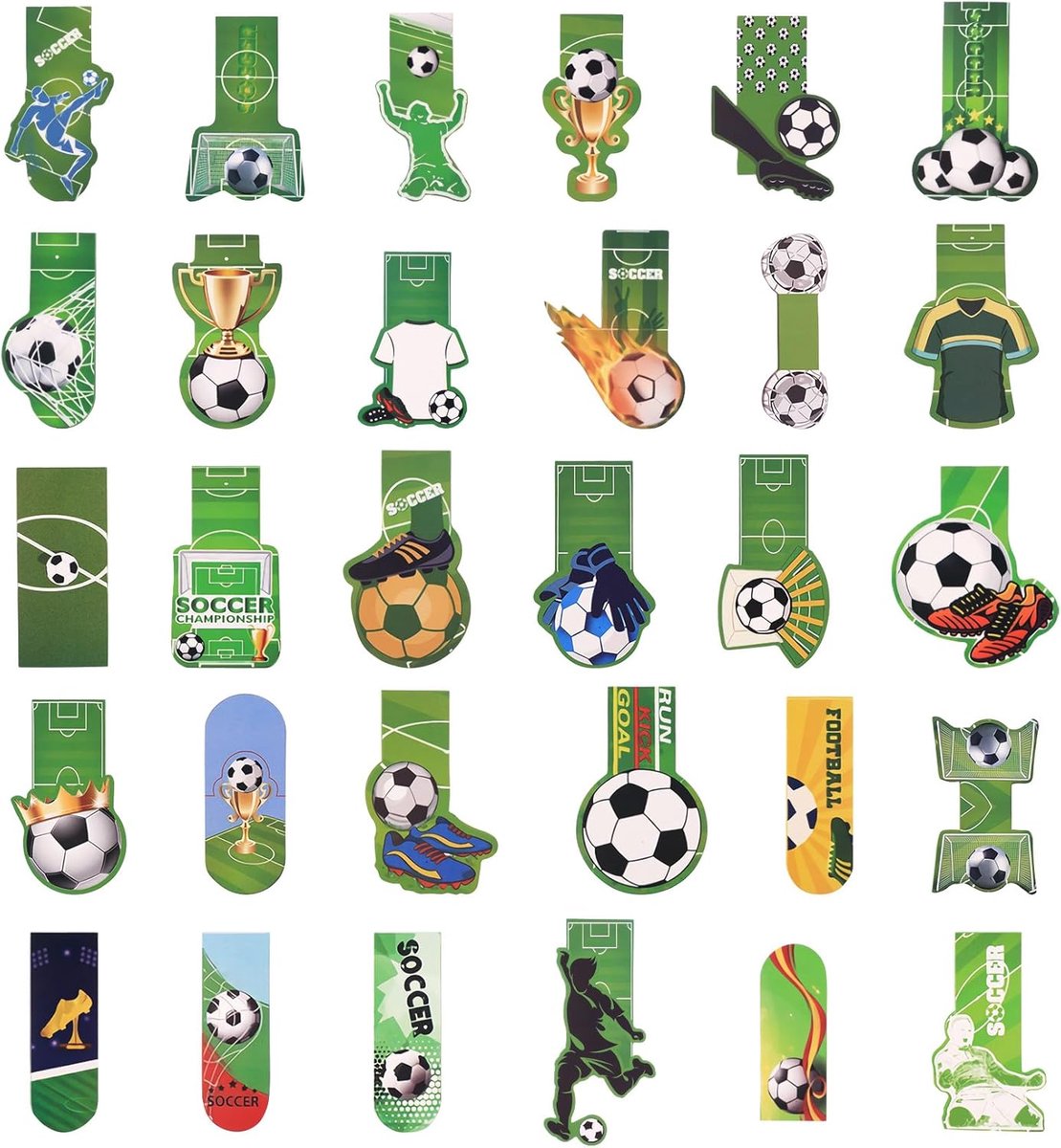SnelShoppen - 30 Stuks Magnetische Boekenleggers, Voetbal Thema, Ideaal voor Kinderen en Jongeren, Hoge Kwaliteit, Duurzaam, Kleurrijk, Souvenirs, Sch