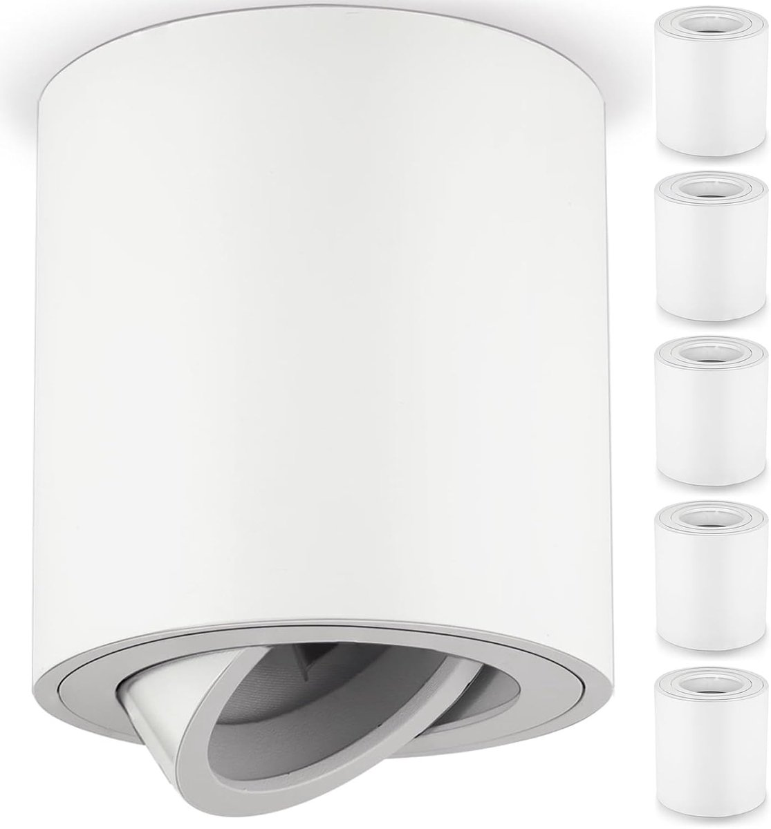 SnelShoppen - ZIZZLER LED Plafondspotjes Wit voor GU10 en LED Module, Ronde Plafondspots, Draaibaar, 80 x 84 mm, Pak van 6