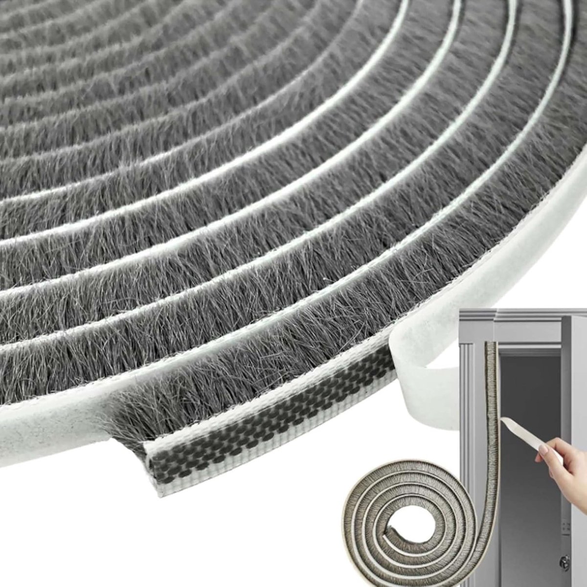 SnelShoppen - Brush Seal Zelfklevend, Winddicht, Stofdicht, Dichtband voor Schuifdeuren, Ramen, Rolgordijnen, Insectenbescherming, 10 Meter