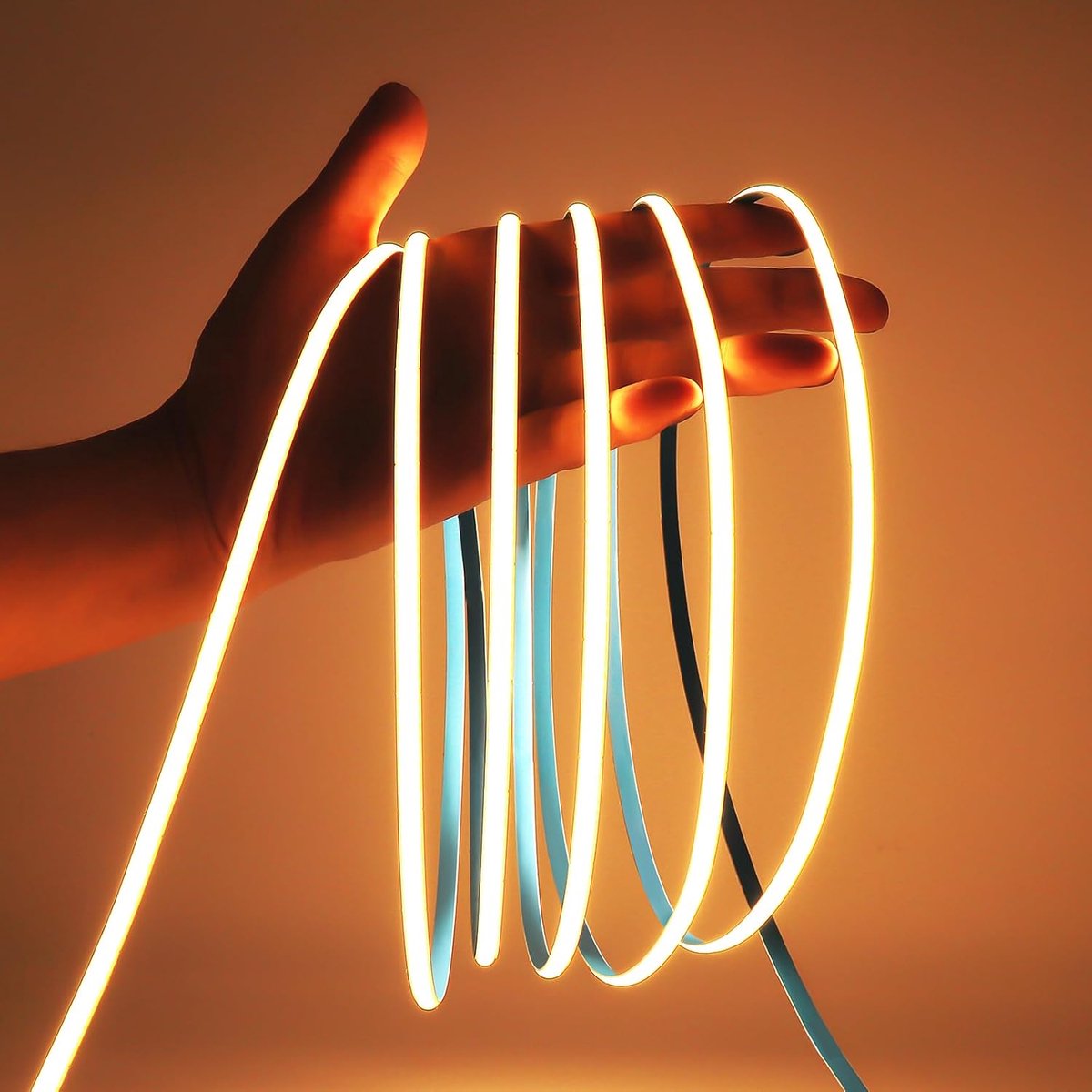 SnelShoppen - 5 m 12V COB LED Strip 5 mm Warm Wit 3000K Dimbaar Ultra Dun Flexibel Licht Strip 400 LEDs/m voor Keuken, Slaapkamer, DIY Decoratie