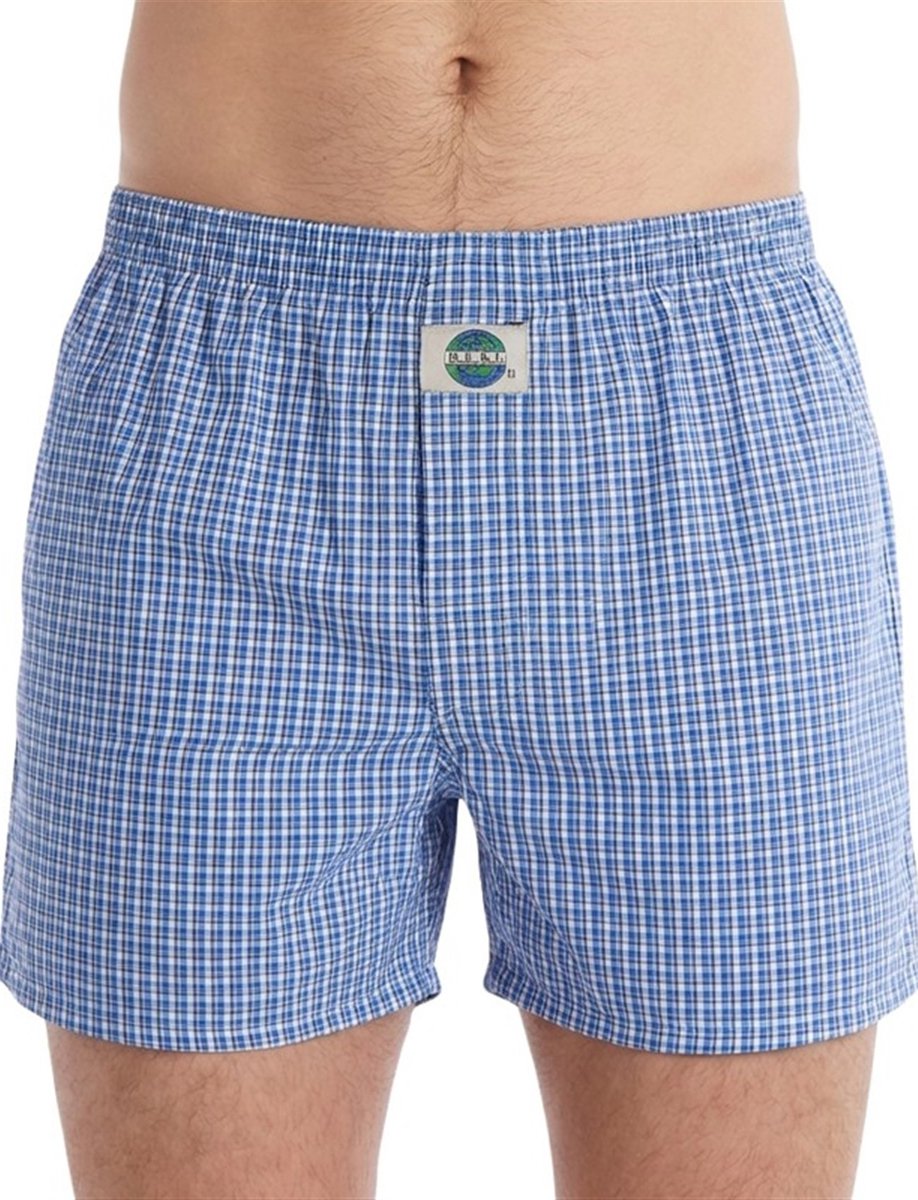 DEAL heren wijde boxershort check blauw 192301