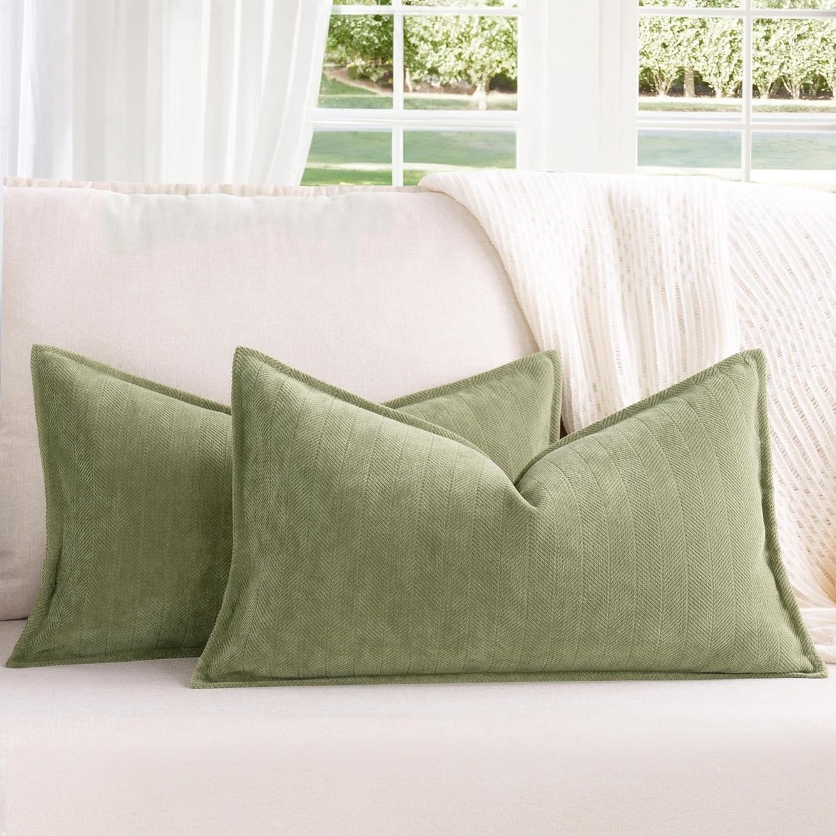 SnelShoppen - Set van 2 Zachte Chenille Sofa Kussenhoezen, Luxe Decoratieve Kussens voor Sofa, Bed en Thuisdecoratie, 40x60 cm, Elegant Ontwerp