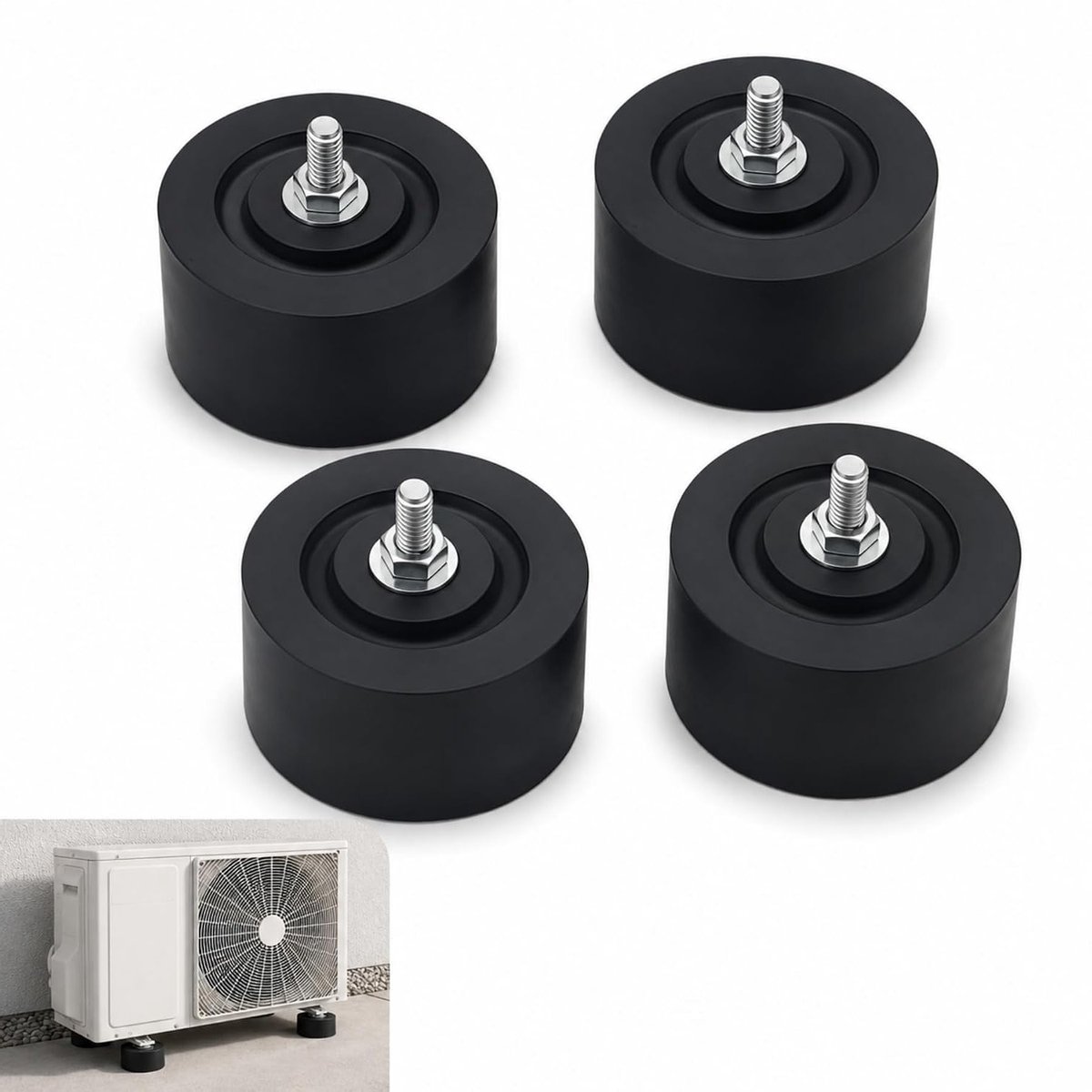 Rubberen trillingsdempers voor airconditioning, 4 stuks, geluidsisolatie, anti-vibratievoetjes, buitenunit demping
