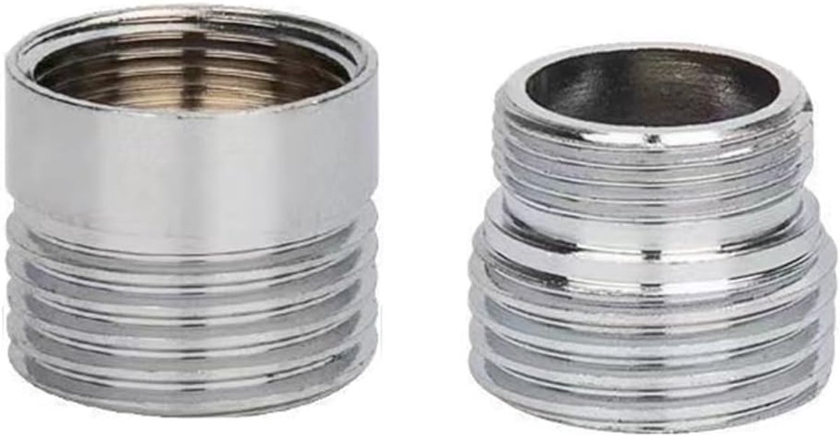 SnelShoppen - 2x Faucet Aerators 18mm naar 22mm Metalen Kraanadapters voor Waterbesparing Keuken, Duurzaam Messing, M18 naar M22, Ideaal voor Waterfil