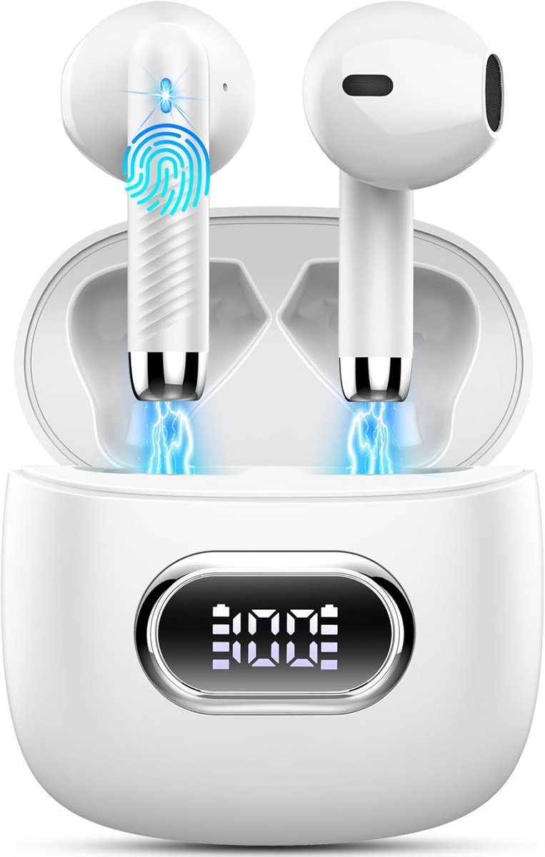 SnelShoppen - Bluetooth Headphones Draadloos - In-Ear Koptelefoon met 4 HD Microfoons - 42 Uur ENC Geluidsonderdrukking - Diepe Bas - IP7 Waterdicht -