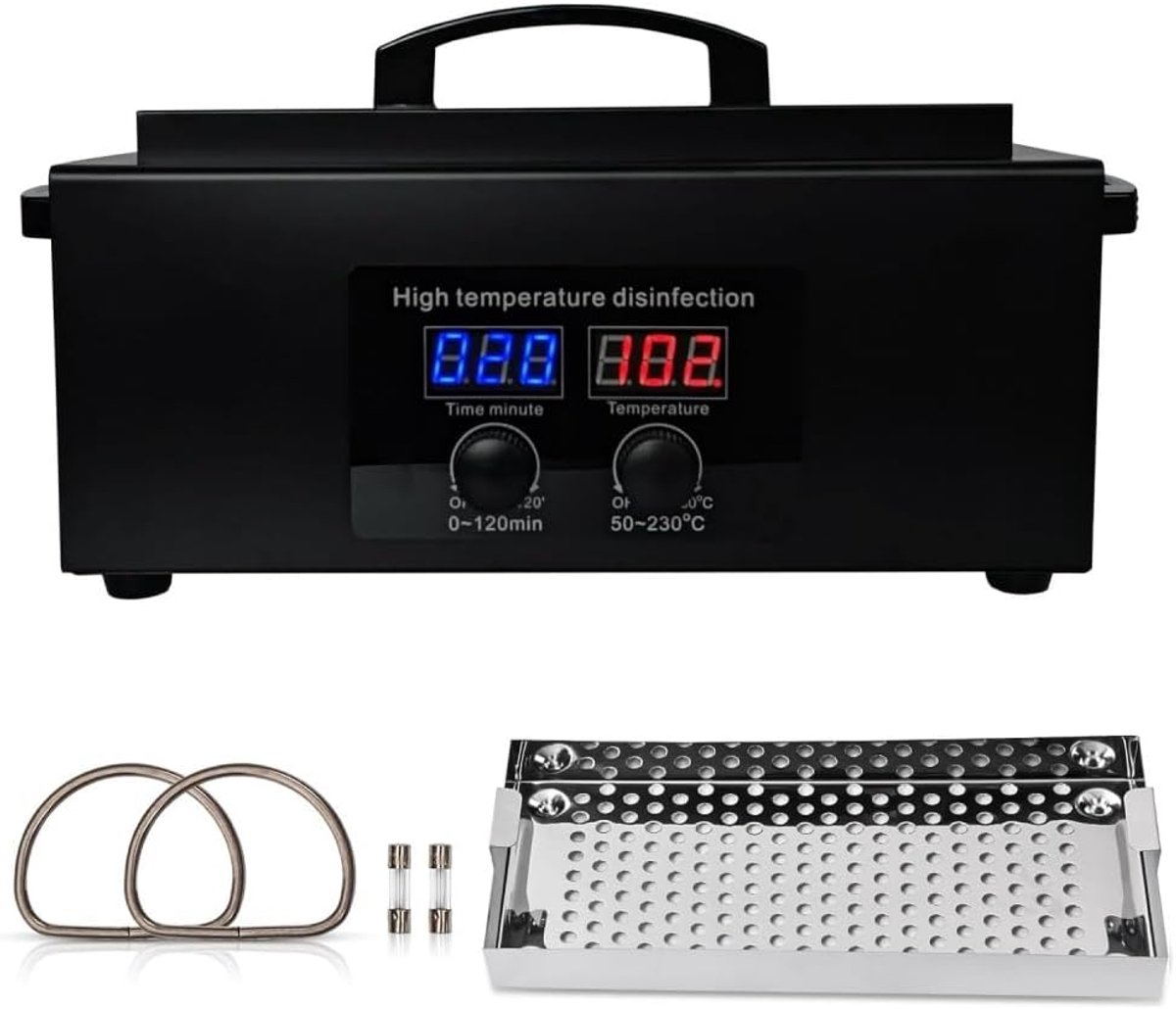 SnelShoppen - Mini Hoge Temperatuur Sterilisator 1,5L voor Nagelgereedschap, Professionele Kappersgereedschappen, 200°C, Metalen Sterilisatie