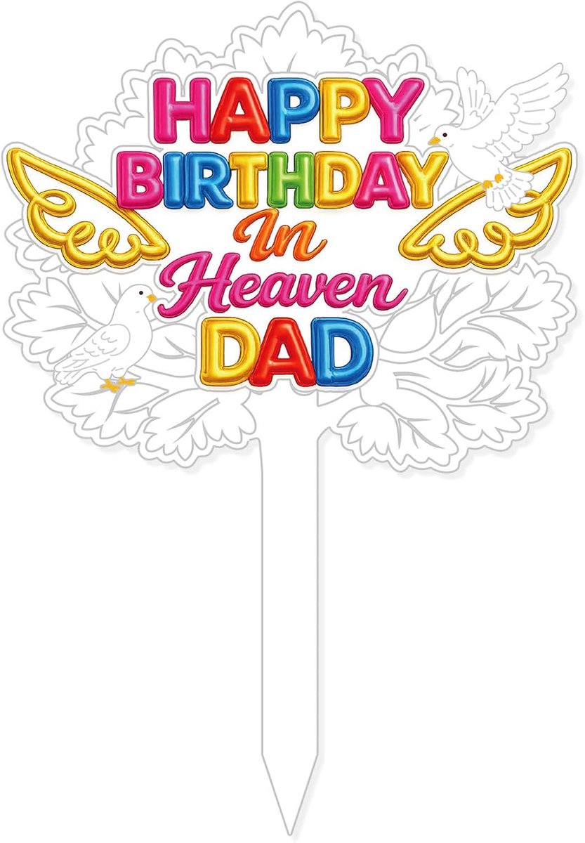 SnelShoppen - Verjaardagsdecoratie In De Hemel - 30x20cm Metalen Gedenkpaal voor Papa - Duurzaam Insteekornament Gronddecoratie voor Begraafplaats, Tu